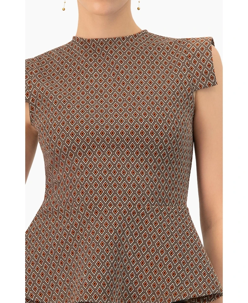 Ivonne Women's Geometric Peplum Blouse