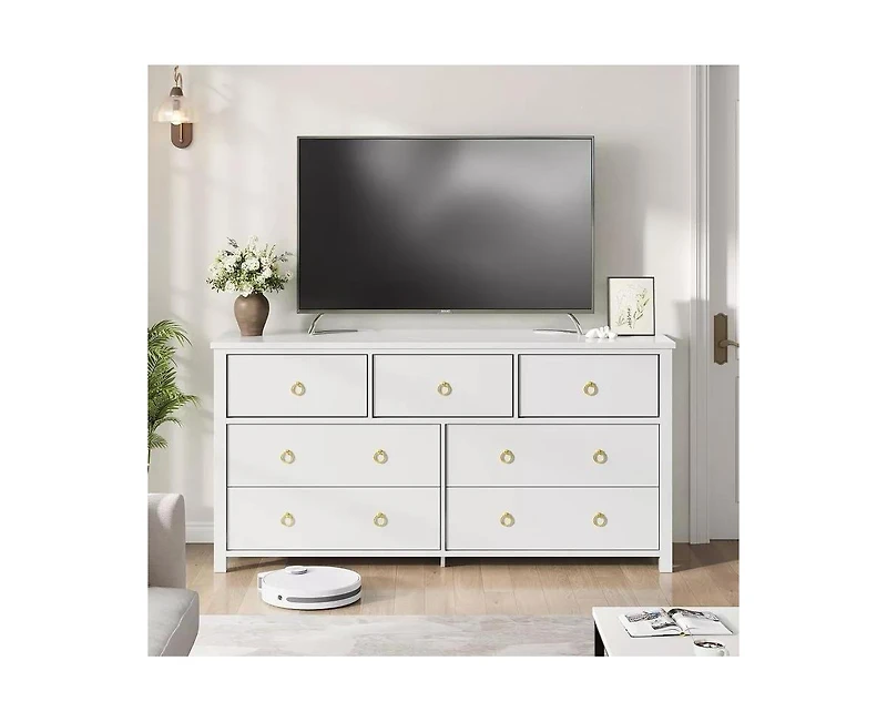 gaomon 7 Drawer Tall Dresser for Bedroom, Modern Freestanding Wood Storage Chest of Drawers