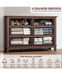 gaomon 6 Drawer Dresser for Bedroom, 47" Wide Wooden Storage Chest, Freestanding Closet Organizer