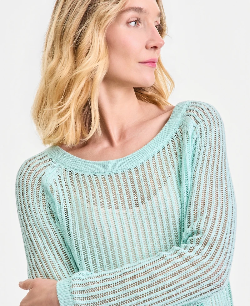 I.n.c. International Concepts Women's Open Weave Boat-Neck Sweater, Macy's Exclusive