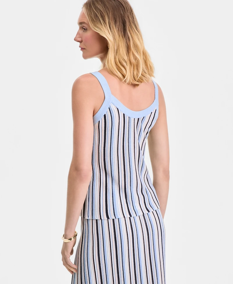 I.n.c. International Concepts Women's Multi Stripe V-Neck Sweater Tank Top, Macy's Exclusive