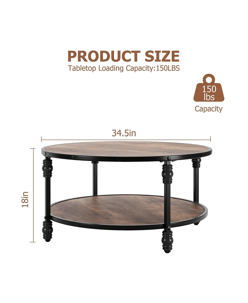 Homfan 2-Tier Round Coffee Table