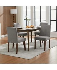 gaomon Dining Chair Set, Linen Upholstered Stripes Tufted Kitchen Chair Set with High Backrest, Fabric Dining Room Chairs with Adjustable Foot Cap