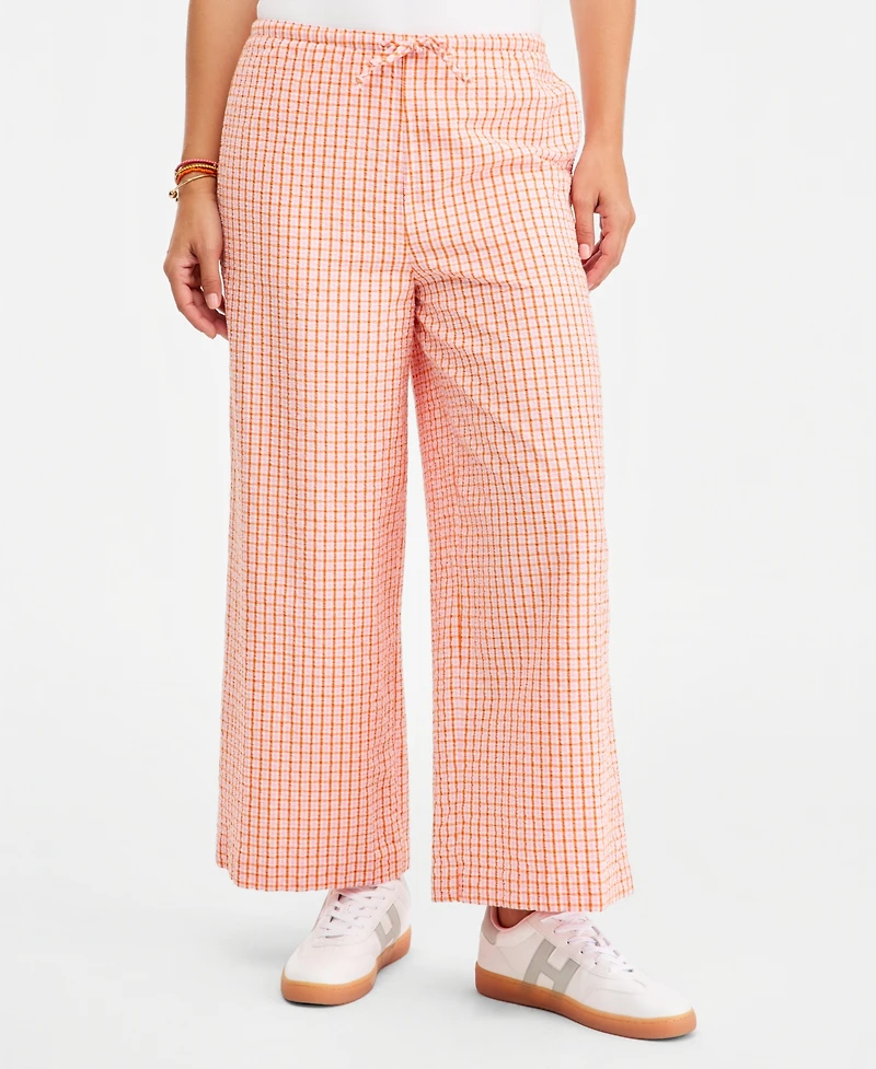 Tommy Hilfiger Women's Seersucker Straight Cotton Pants