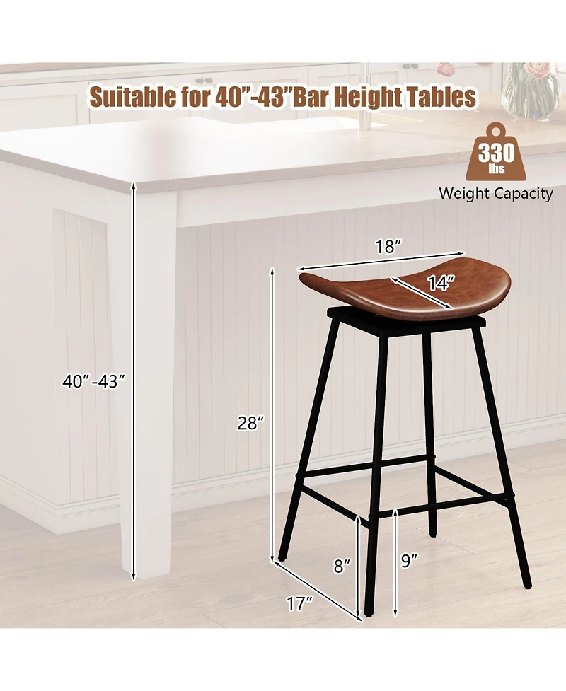 Slickblue Modern Swivel Bar Stools Set of 2, Faux Leather Backless Kitchen Chairs with Footrest