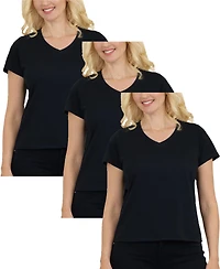 Galaxy By Harvic Women's Divatee Relaxed Fit V-Neck Short Sleeve T-Shirt-3 Pack
