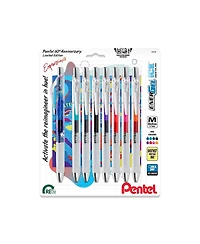 Pentel EnerGel Expressions, 60th Anniversary Limited Edition Pack, Ice Liquid Gel Pens, (0.7mm) Medium Line, Assorted Ink, 8-Pk