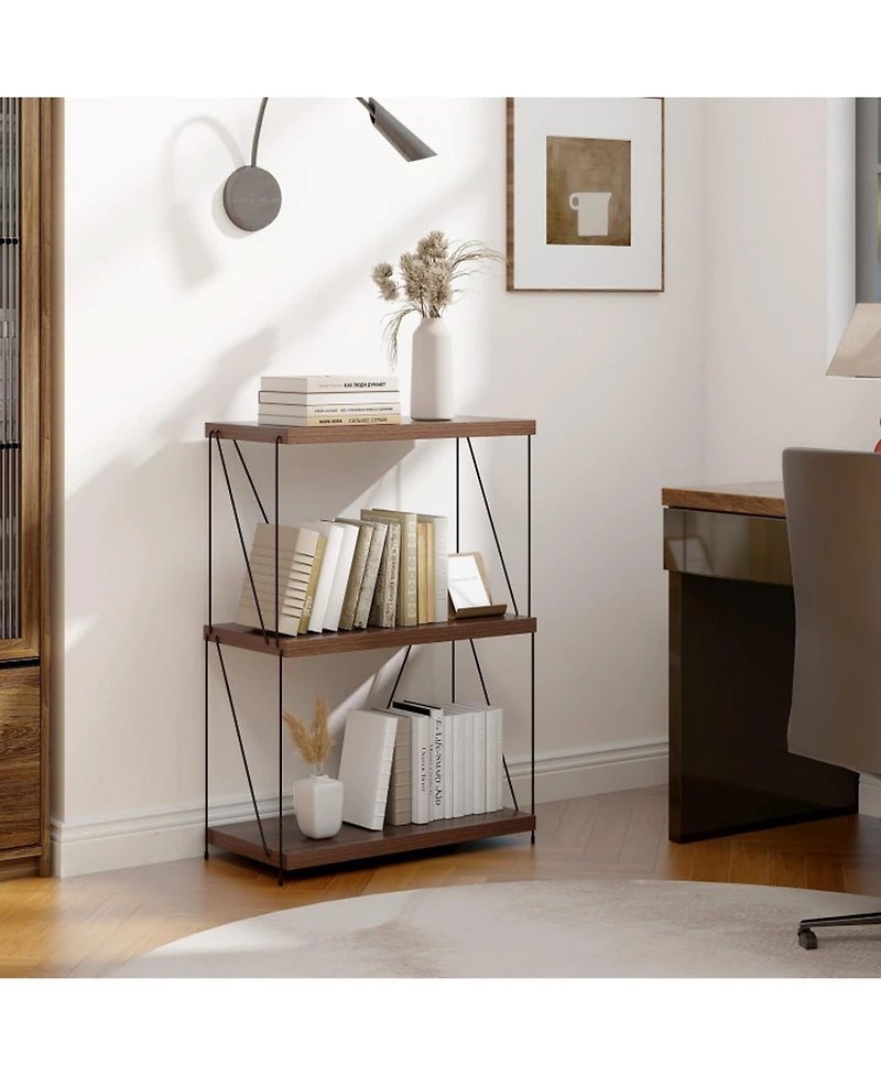 Gouun 3-Tier Industrial Display Rack with Mdf Shelves and Metal Frame, 24 x 34 in