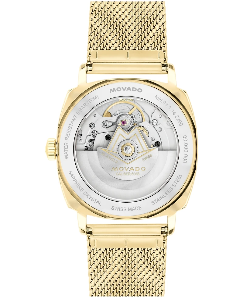 Movado Men's Kingmatic Swiss Automatic Ionic Plated Light Yellow Gold Steel Watch 35mm
