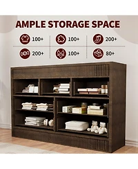 gaomon Fluted 7 Drawer Wooden Dresser, 54" Wide Modern Storage Chest for Bedroom or Living Room