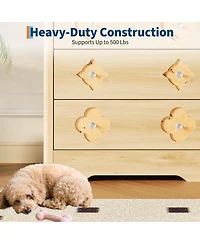 gaomon 30.4" Tall 3 Drawer Wood Dresser with Decorative Fronts and Crystal Knobs, Bedroom Storage Chest