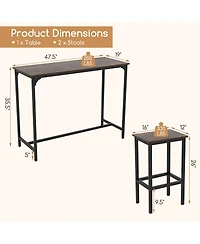 Slickblue 3 Piece Industrial Dining Table Set Counter Height with 2 Stools
