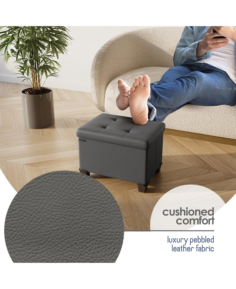 Nestl 16 Inch Ottoman Storage Bench with Storage Bins