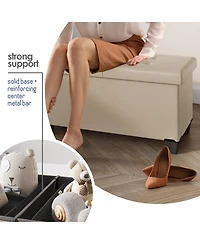 Nestl 43 Inch Leatherette or Fabric Finish Ottoman Storage Bench with Bins