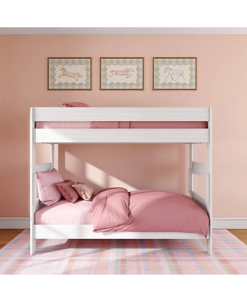 Max and Lily Twin over Bunk Bed, Farmhouse Solid Wood Beds for Kids, Driftwood