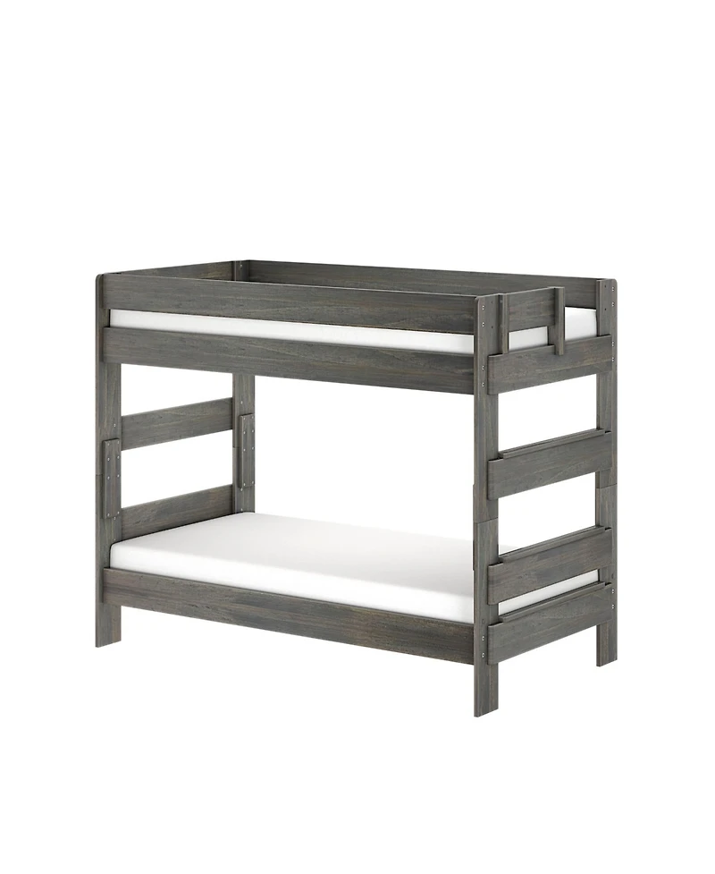 Max and Lily Twin over Bunk Bed, Farmhouse Solid Wood Beds for Kids, Driftwood