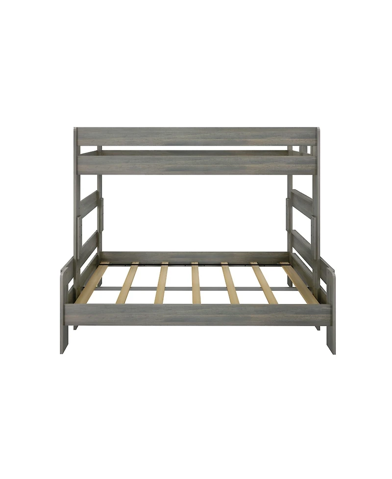 Max and Lily Bunk Bed Twin over Full Size, Modern Farmhouse Solid Wood Beds for Kids