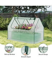 Aoodor Raised Garden Bed Kit, Galvanized Planter Box with Pe Cover, Screen Windows for Gardening