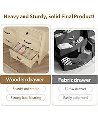 gaomon 6 Drawer Modern Dresser, 47" Wide Wooden Double Storage Chest for Bedroom Entryway