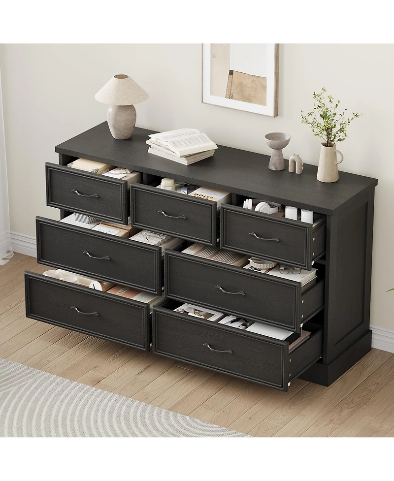 gaomon 7 Drawer Wooden Dresser, 55" Wide Chest with Large Storage for Bedroom or Living Room