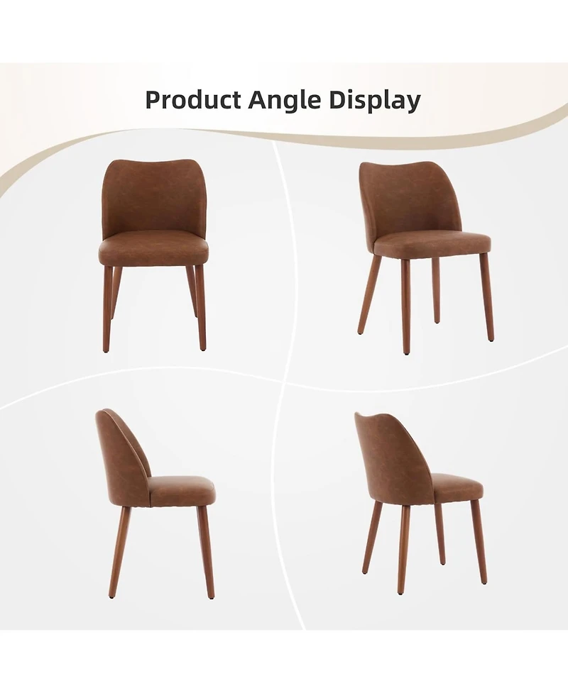 gaomon Dining Chair Set of 6, Linen Upholstered Dining Chair with Solid Wood Legs, Wing Backrest