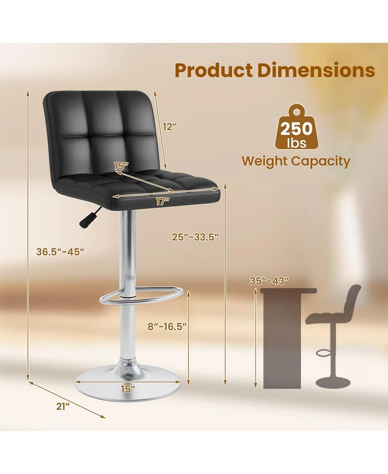 Slickblue Modern Bar Stools Set of 2 with Backrest Metal Base Footrest