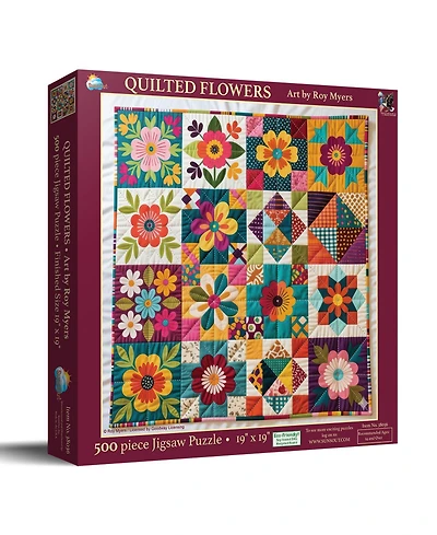 SunsOut Quilted Flowers 500 piece Jigsaw Puzzle for Adults