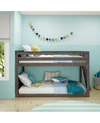 Max & Lily Twin Over Low Bunk Bed With Ladder on End, Pecan