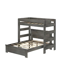Max & Lily Farmhouse Twin Over Panel Queen L-Shaped Bunk Bed