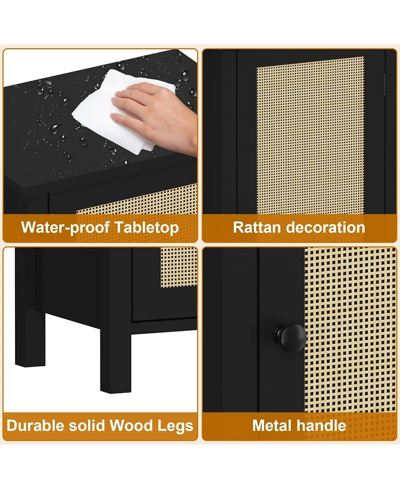 gaomon Nightstand for Bedroom, 16 Farmhouse Boho Wood Bedside Table with Drawer, Steady Legs, Storage Accent