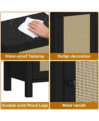 gaomon Nightstand for Bedroom, 16 Farmhouse Boho Wood Bedside Table with Drawer, Steady Legs, Storage Accent