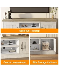 gaomon Farmhouse Tv Stand for TVs, Wood Entertainment Center with Storage Cabinets and Adjustable Shelves