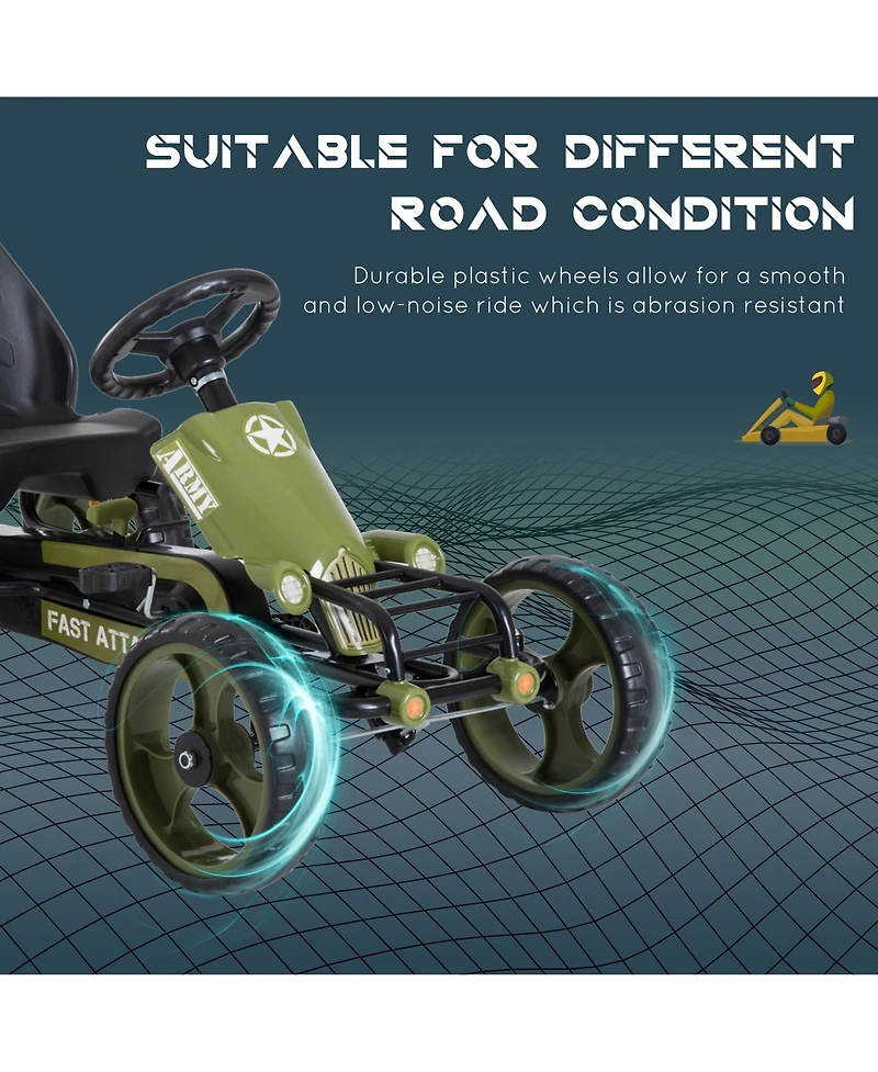 Aosom Go Kart for Kids with Adjustable Seat for 3-6 Years Old,