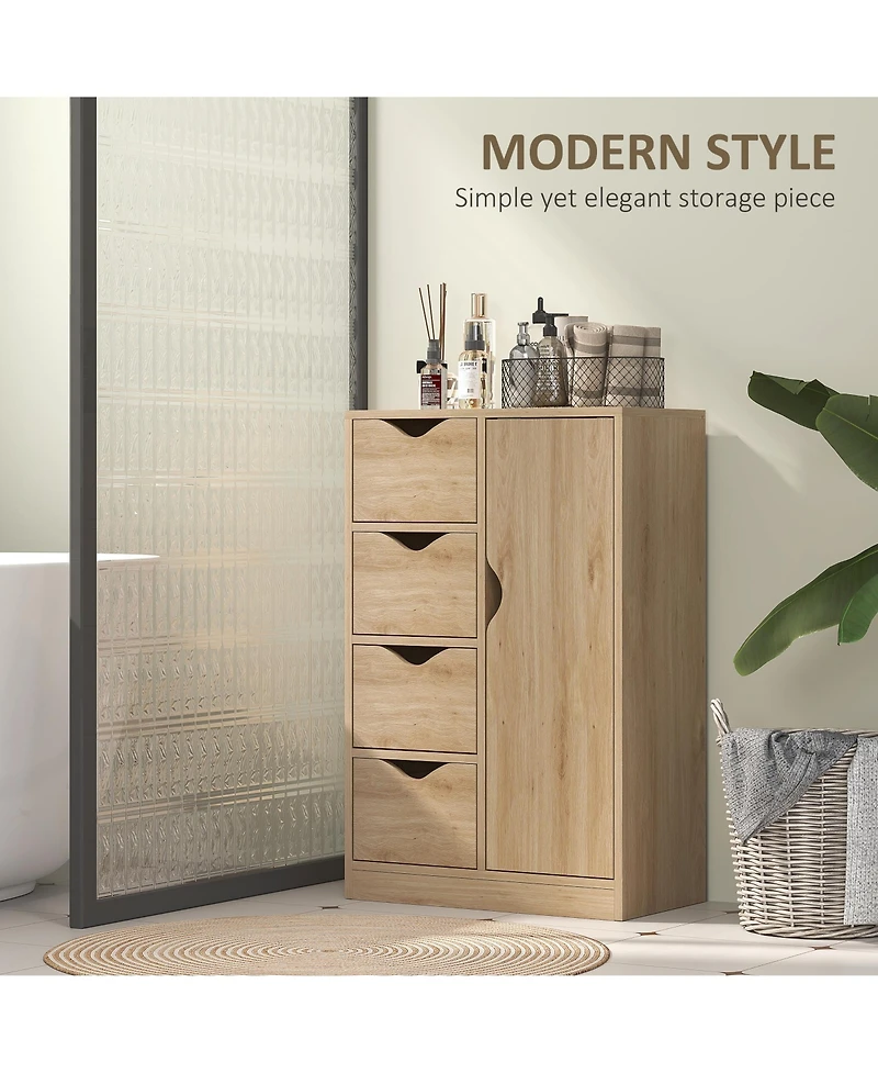 Homcom Wooden Storage Cabinet Organizer with 4 Drawers and 1 Shelf,