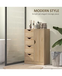 Homcom Wooden Storage Cabinet Organizer with 4 Drawers and 1 Shelf,