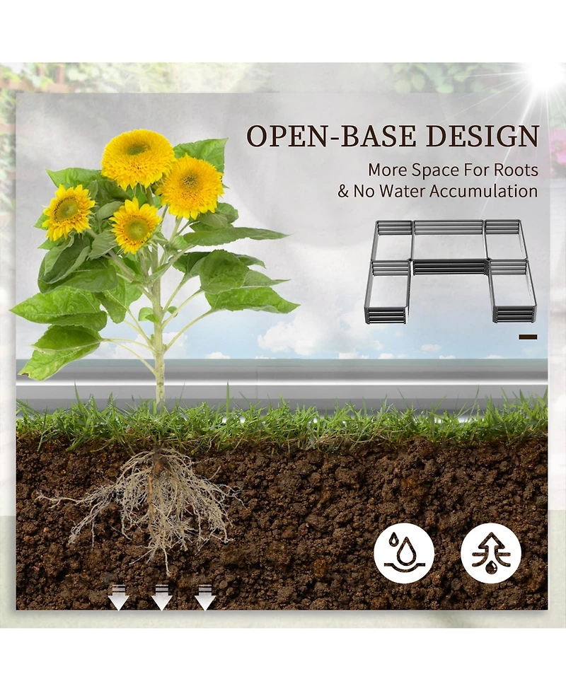 Outsunny Raised Garden Bed Set, Diy Large Steel Planters Box
