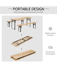 Outsunny 6' Portable Picnic Table and Bench Set, Outdoor Wooden Folding Camping Dining Table Set for Patio Garden Outdoor Activities