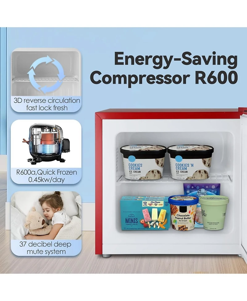 Cowsar 1.2 Cu.Ft Mini Freezer, Upright Freezer with Adjustable Temp