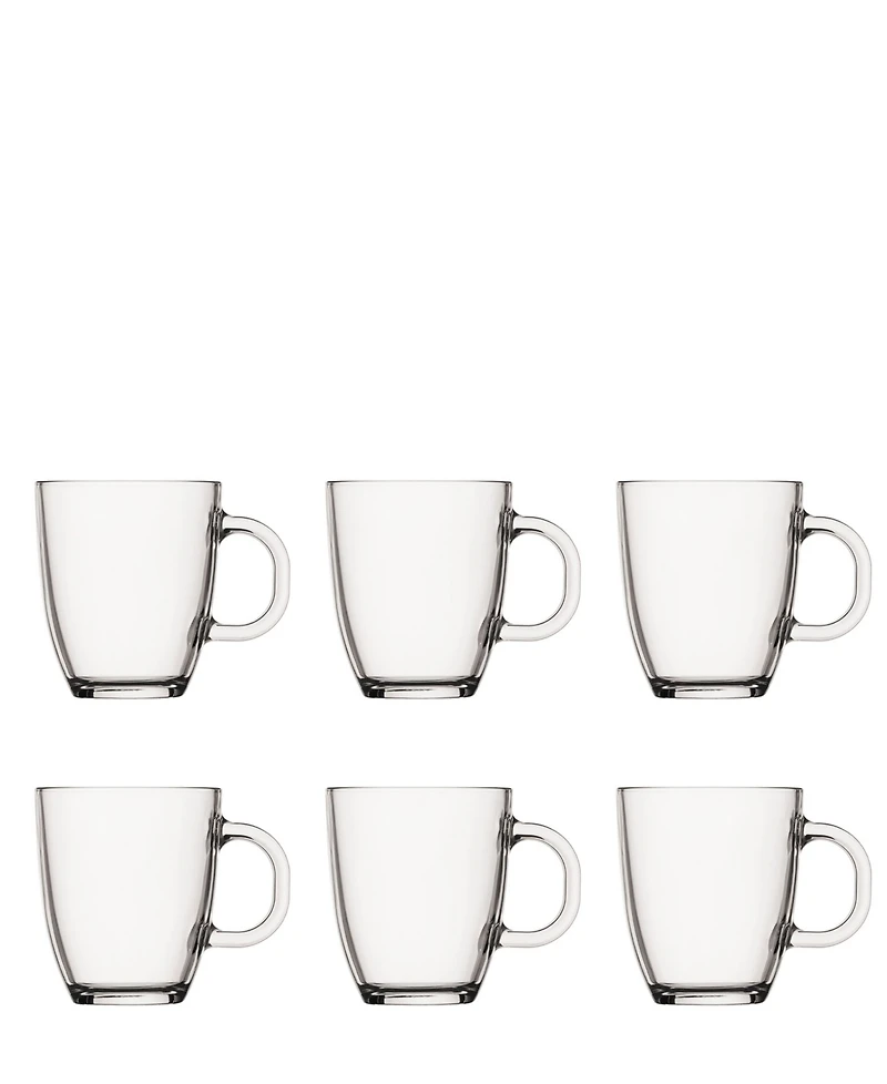 Bodum Bistro Set of 6 Single Wall Glass Coffee Mugs