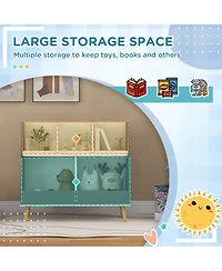 Qaba 2 Tier Kids Bookcase Toy Shelf with 5 Compartments,