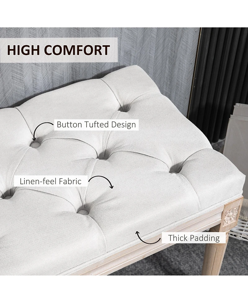 Homcom 46" End of Bed Bench, Upholste Bedroom Bench,