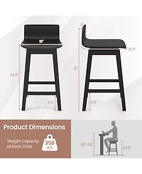 Slickblue Counter Height Swivel Bar Stools Set of 2, Wooden Frame with Low Back and Rubber Wood Legs