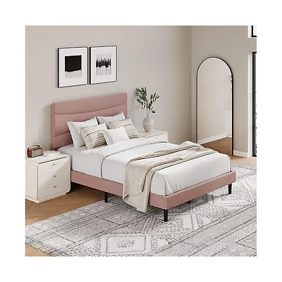 gaomon Modern Upholstered Bed Frame with Soft Headboard, Underbed Storage Space, Sturdy Steel Slat Support, Easy Install