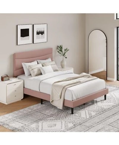 Gaomon Modern Upholstered Bed Frame With Soft Headboard Underbed Storage Space Sturdy Steel Slat Support Easy Install
