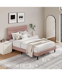 Gaomon Modern Upholstered Bed Frame With Soft Headboard Underbed Storage Space Sturdy Steel Slat Support Easy Install