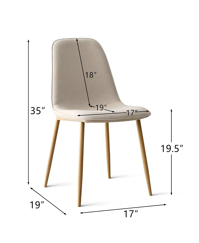 Maison Boucle Linen Upholstered Kitchen and Dining Chairs Set of 4, Wood-Look Legs