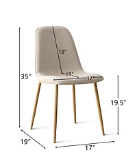 Maison Boucle Linen Upholstered Kitchen and Dining Chairs Set of 4, Wood-Look Legs