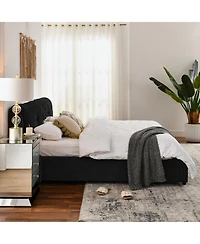 Rainsken King Size Upholstered Platform Bed Frame, with Under-Bed Storage and Dual Hydraulic System, Chenille Fabric, for Kids Teens Adults