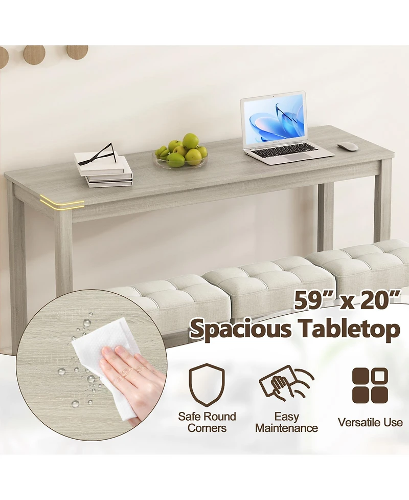 Gymax 4PCS Bar Table Set w/Charging Station 3 Padded Stools for Living Room Kitchen