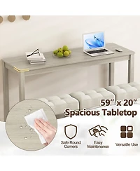 Gymax 4PCS Bar Table Set w/Charging Station 3 Padded Stools for Living Room Kitchen